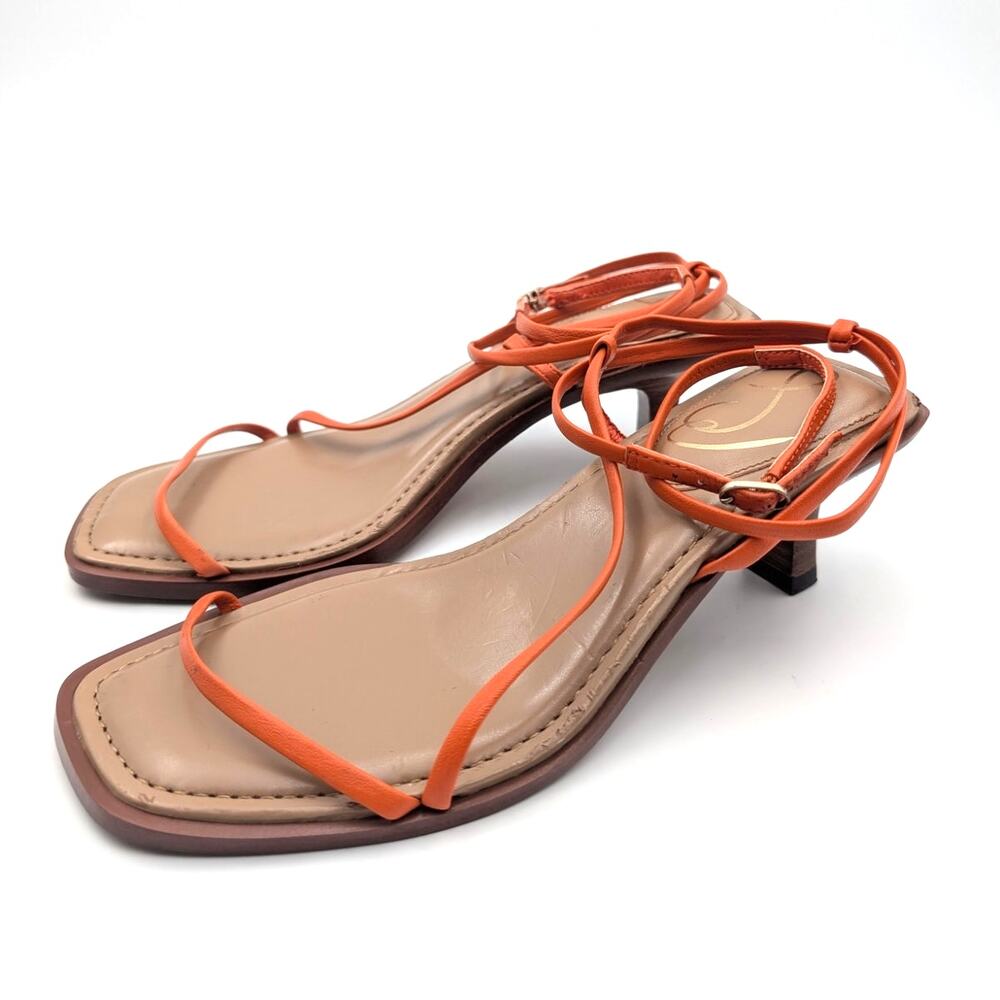 Sam Edelman Dominique Strappy Kitten Heel Sandals Women's Orange Size US7 EU38